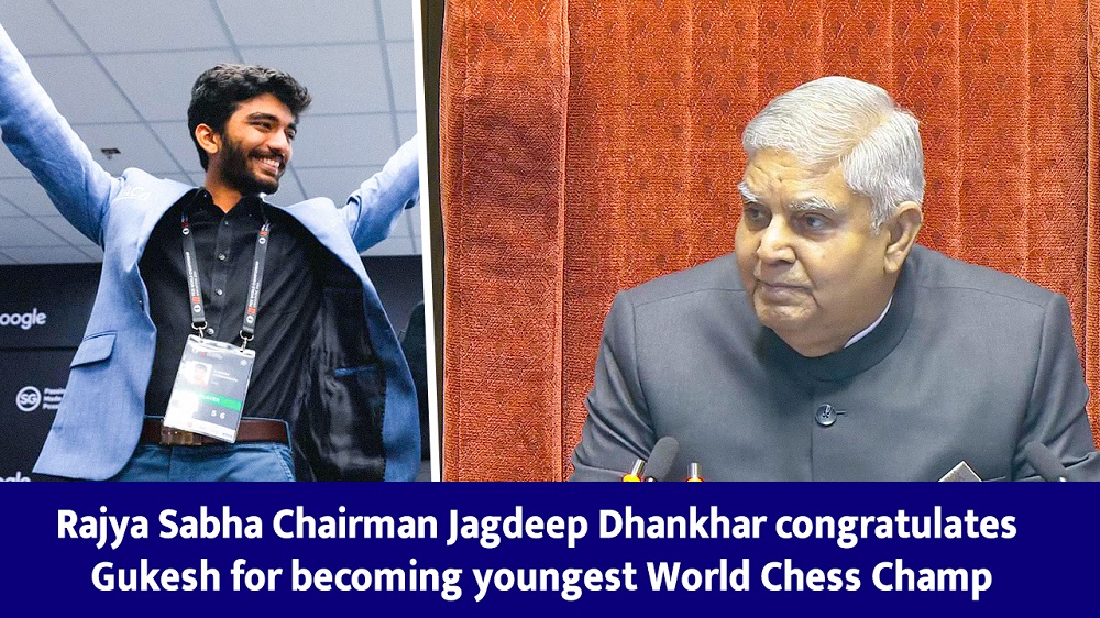 Rajya Sabha Chairman Jagdeep Dhankhar congratulates Gukesh for becoming youngest World Chess Champ